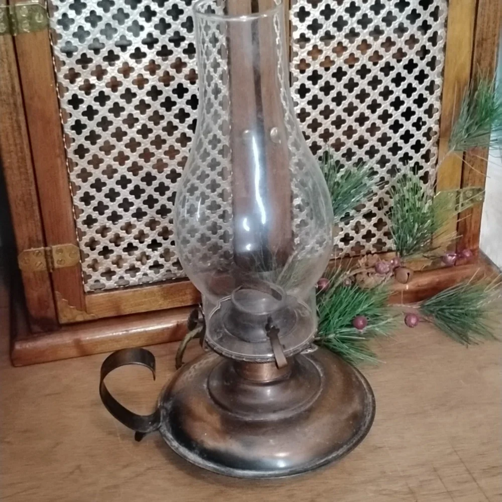 . Vintage Lamplight Farms Copper Hurricane Lamp Lantern - Oil Lantern with Wick